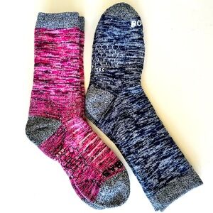 Bombas New 2 pair Hex Tec Cushioned Calf Socks Pink & Navy Blue Heather Small